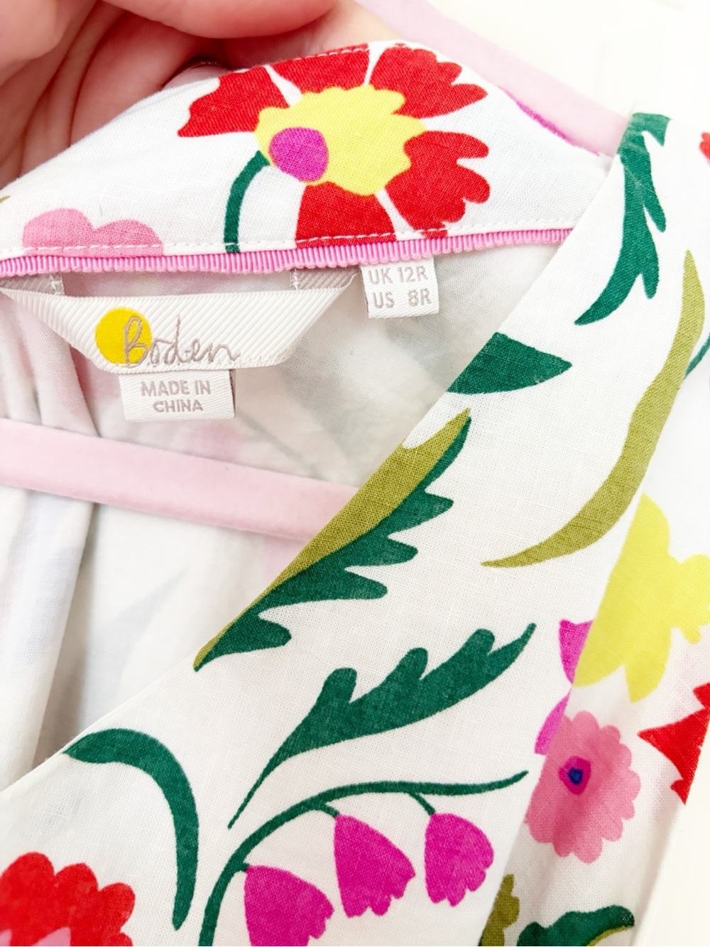 Boden • 8• Floral Tie-Waist V-Neck Linen Blend Midi Dress - Picture 4 of 11